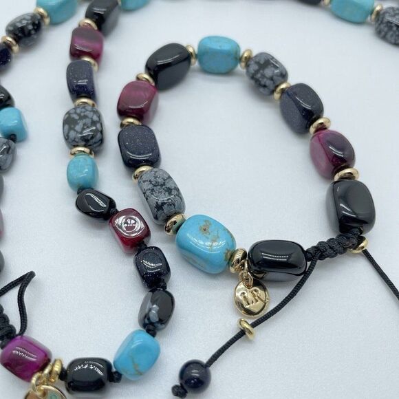 QVC Lola Rose Islington Moroccan Mix Necklace & Bracelet Set Gemstone Adjustable - Picture 9 of 13